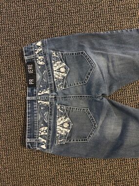 Premier Blue Flare Jeans with Embroidered Waistband